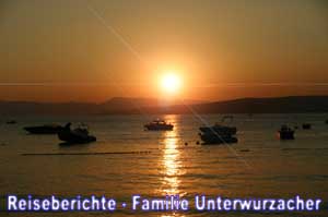 Sonnenuntergang am Campingplatz Konobe